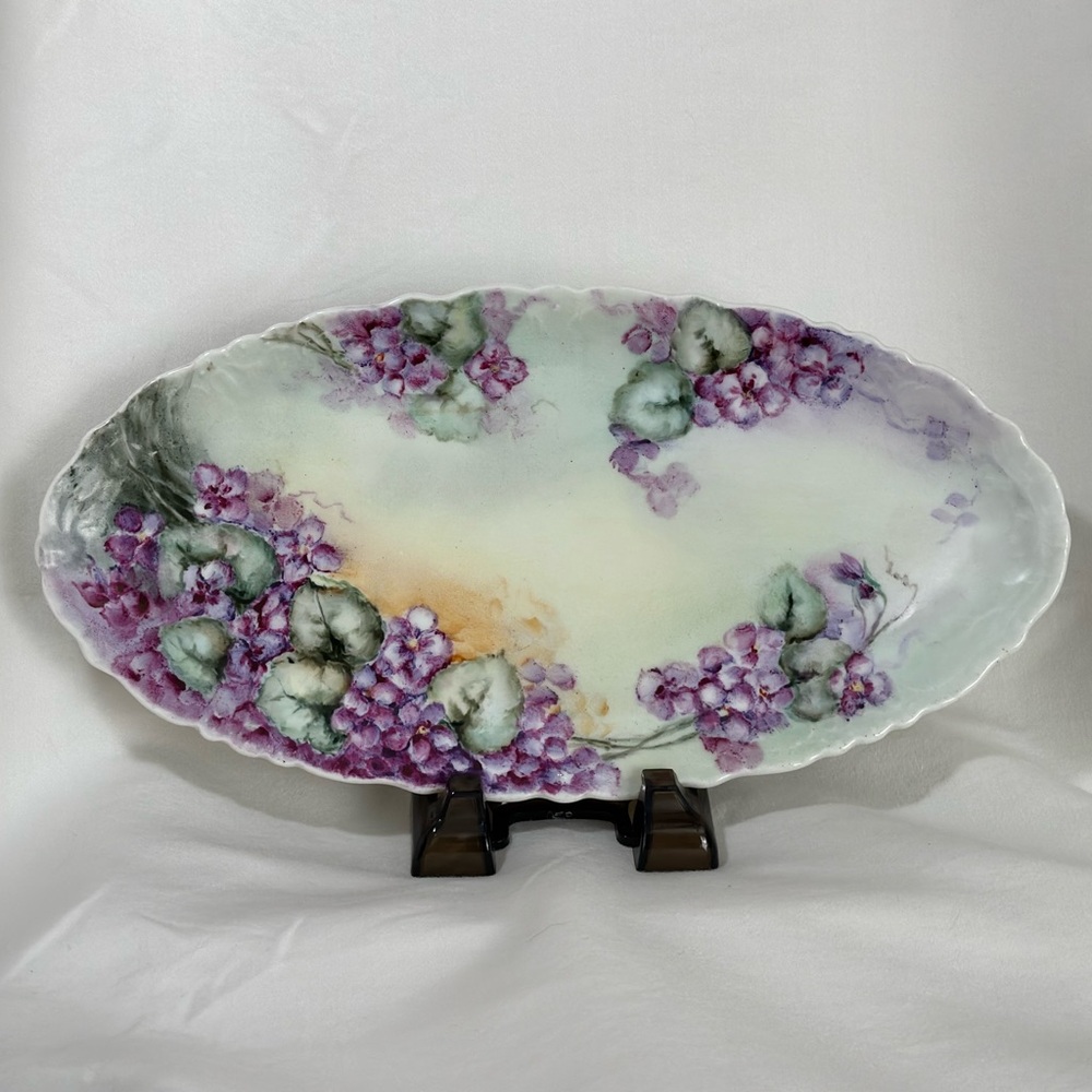 Antique porcelain hand painted plate JPL, made in France